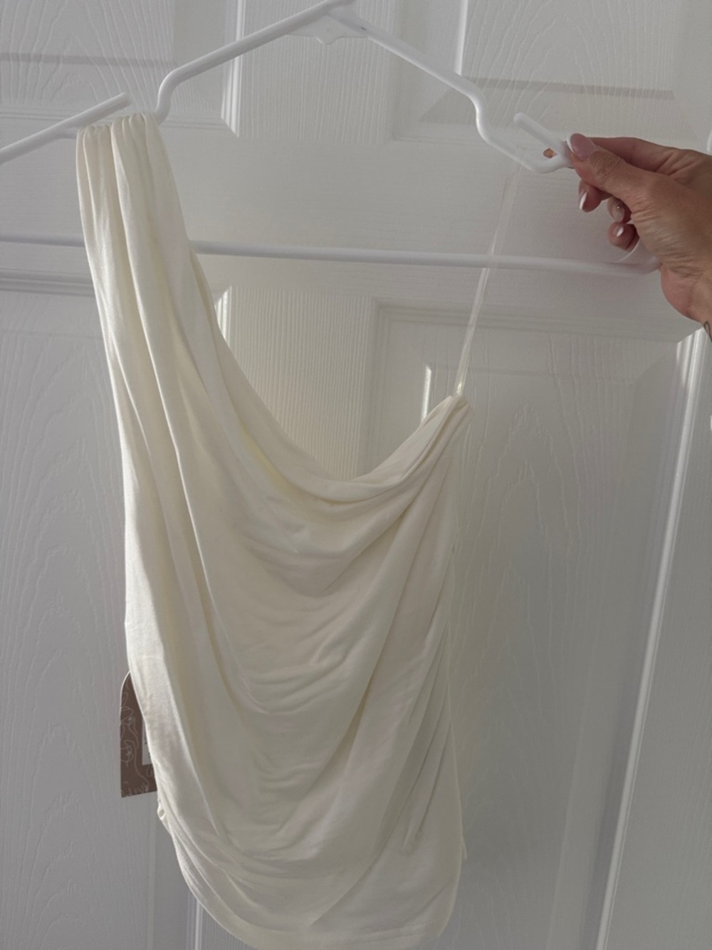 Meshki Ivory Draped Cowl Neck Slip